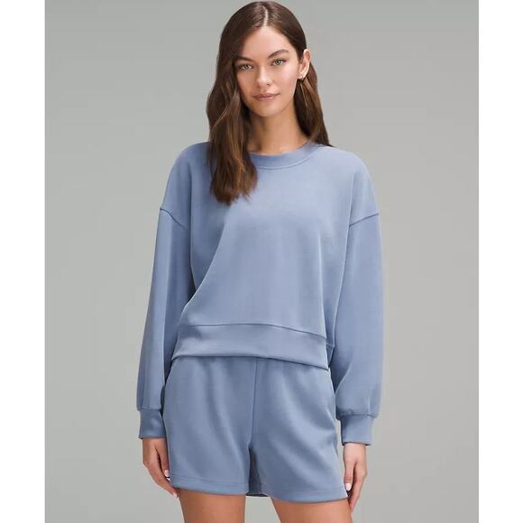 lululemon athletica Tops - Lululemon Softstreme Perfectly Oversized Cropped Crew Blue Women's Size 10